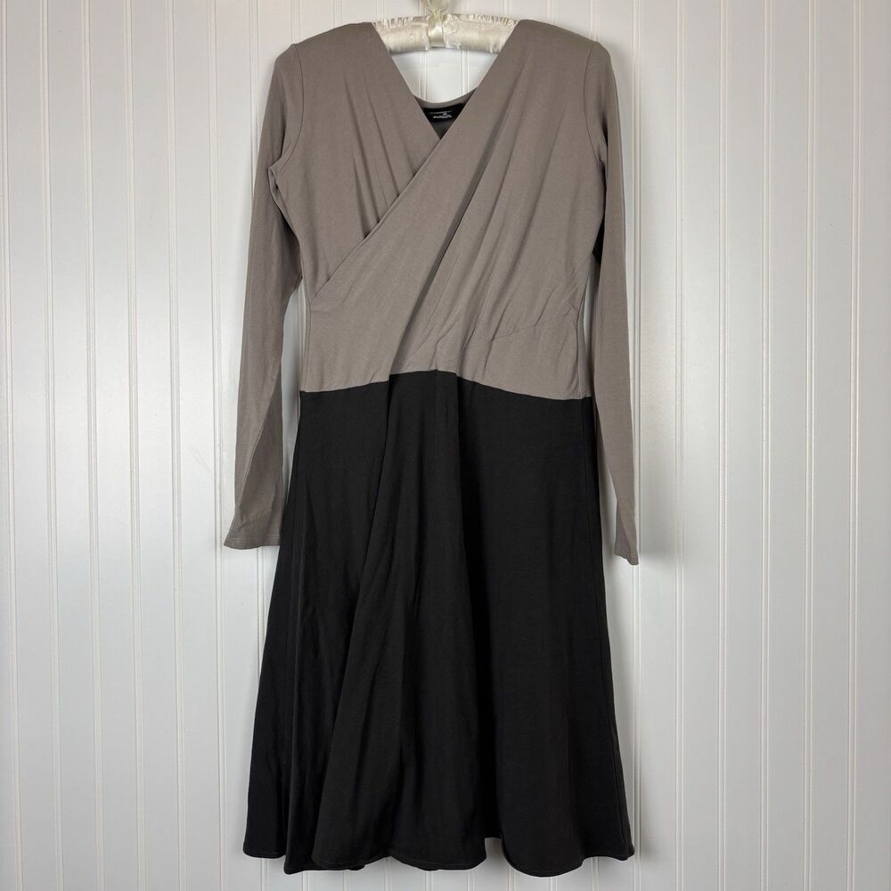 Maggie’s Organics Black Gray Dress Sz M V-Neck Organic Cotton Workwear Capsule